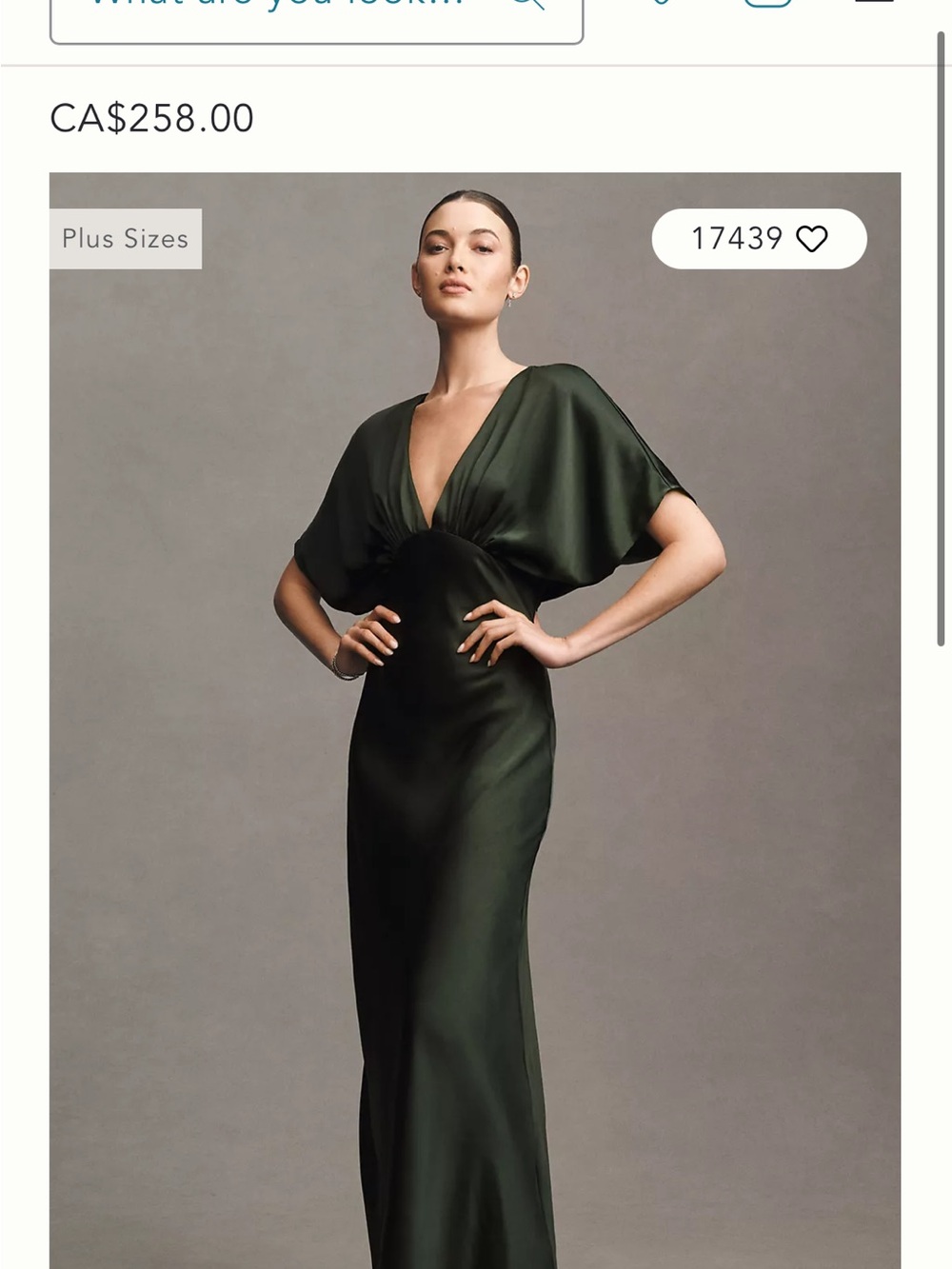 Anthropologie Forest Green V-Neck Maxi Gown